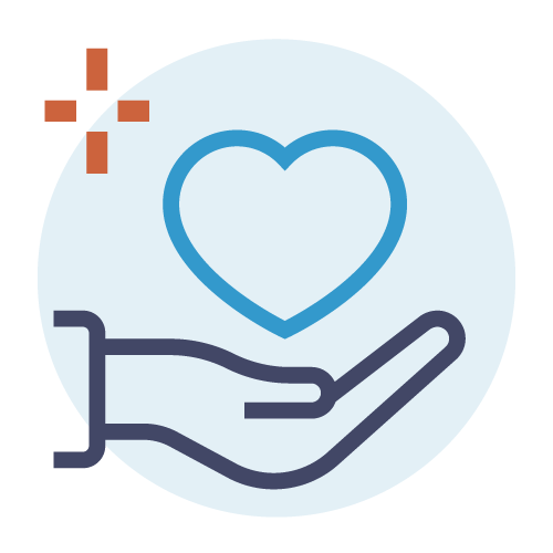 Icon of a hand with a heart over the top