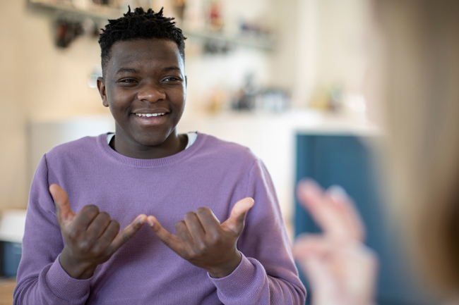 Happpy guy making hand gesture