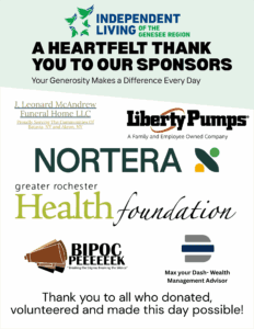 Thank you to our sponsors: Greater Rochester Health Foundation; J. Leonard McAndrew Funeral Home; Liberty Pumps; Nortera; BIPOC PEEEEEEK; Mav Your Dash Wealth Management