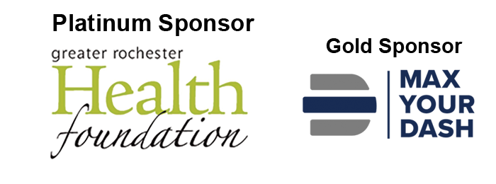 Event Sponsors logos for Greater Rochester Health Foundation and Max Your Dash